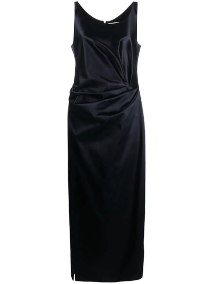 Gathered Silk Dress