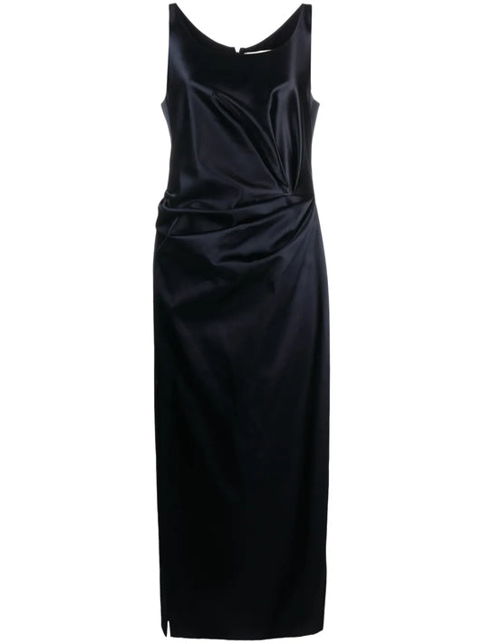 Gathered Silk Dress