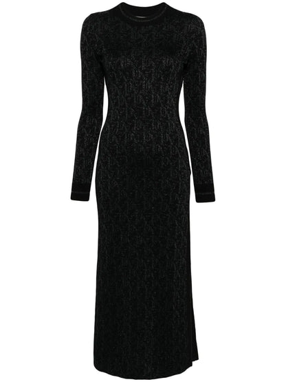 Monogram-Jacquard Open-Back Midi Dress