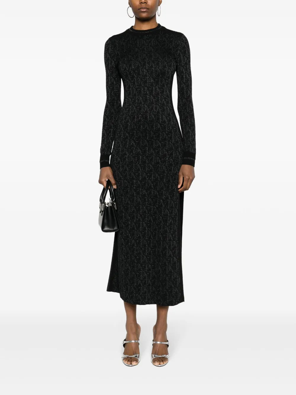 Monogram-Jacquard Open-Back Midi Dress