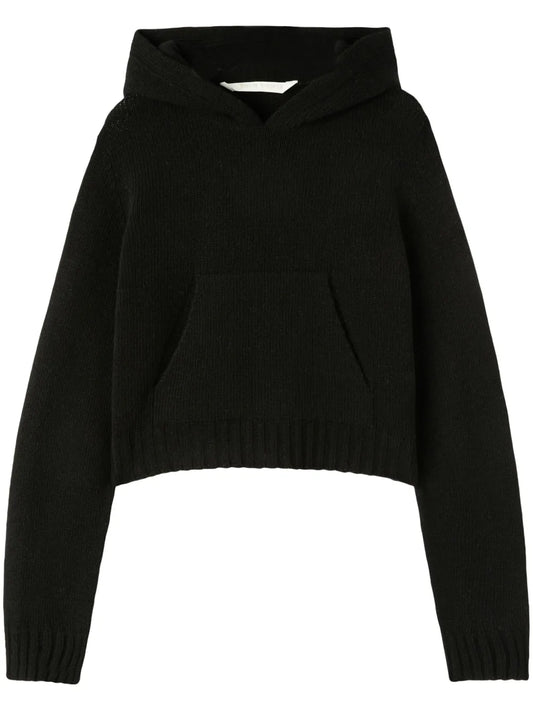 Curved-Logo Wool-Blend Hoodie