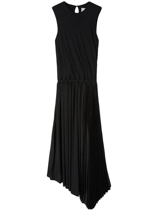 Asymmetric Pleated Maxi Dress