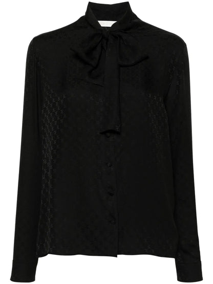 Monogram-Jacquard Silk Blouse