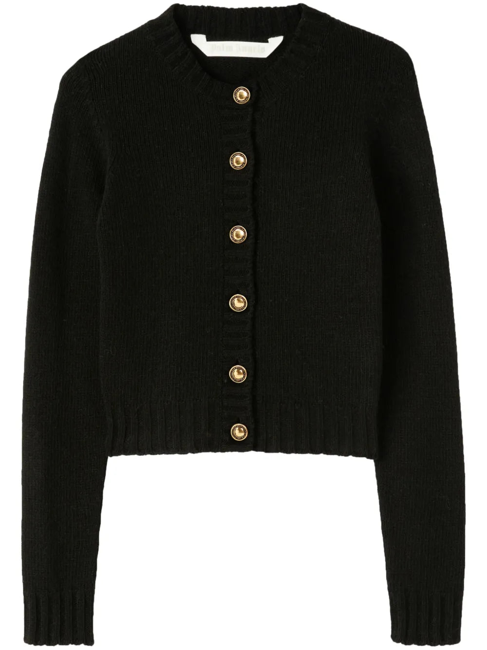 Curved-Logo Wool-Blend Cardigan