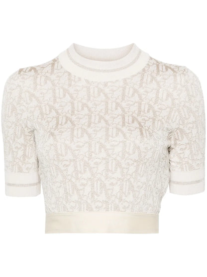 Monogram-Jacquard Knitted Crop Top