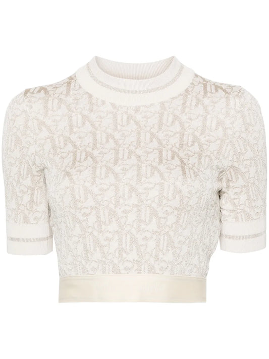 Monogram-Jacquard Knitted Crop Top