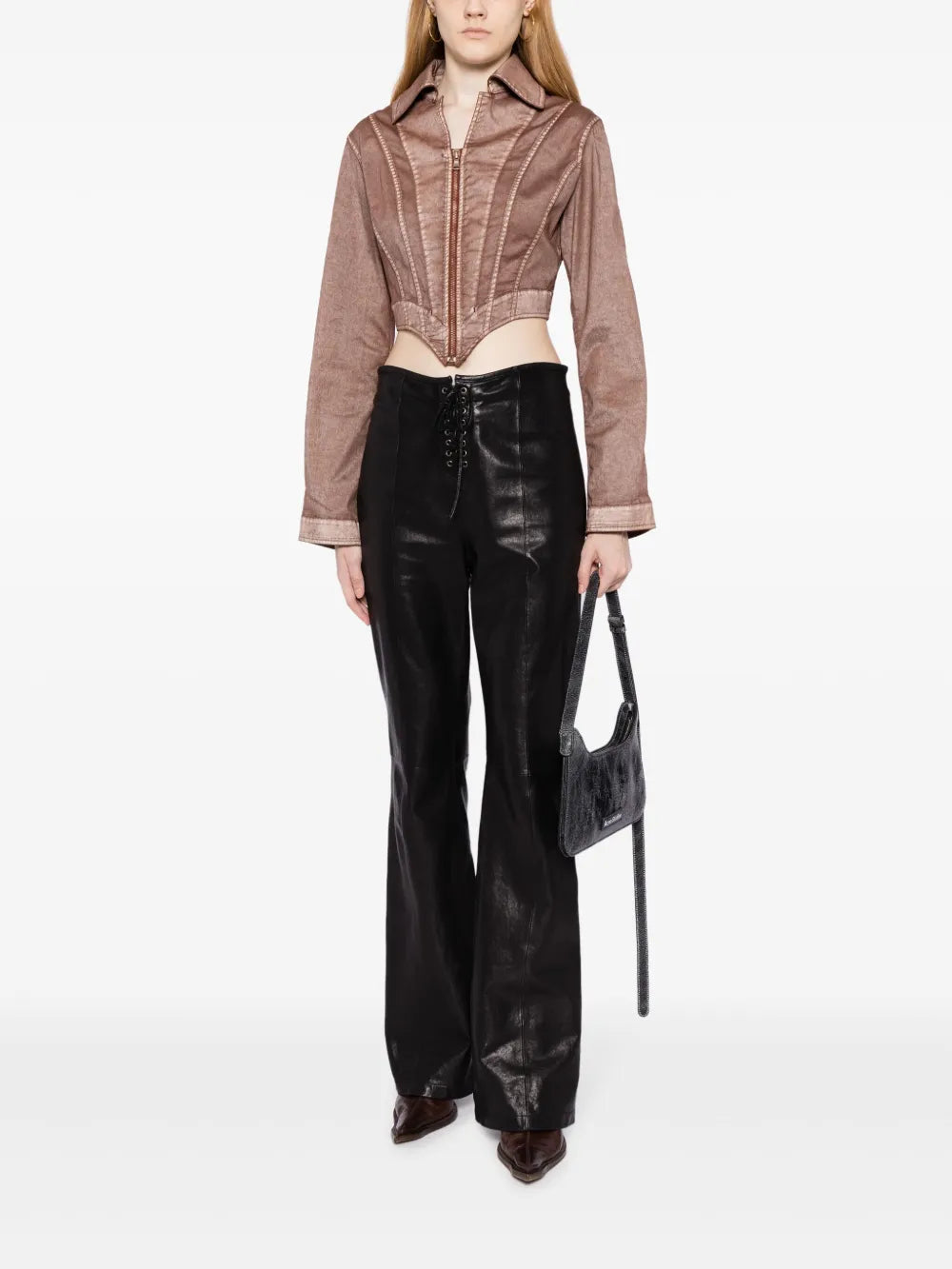 Cropped Corset-Style Denim Jacket