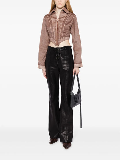 Cropped Corset-Style Denim Jacket