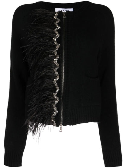 Crystal-Embellished Zip-Up Cardigan