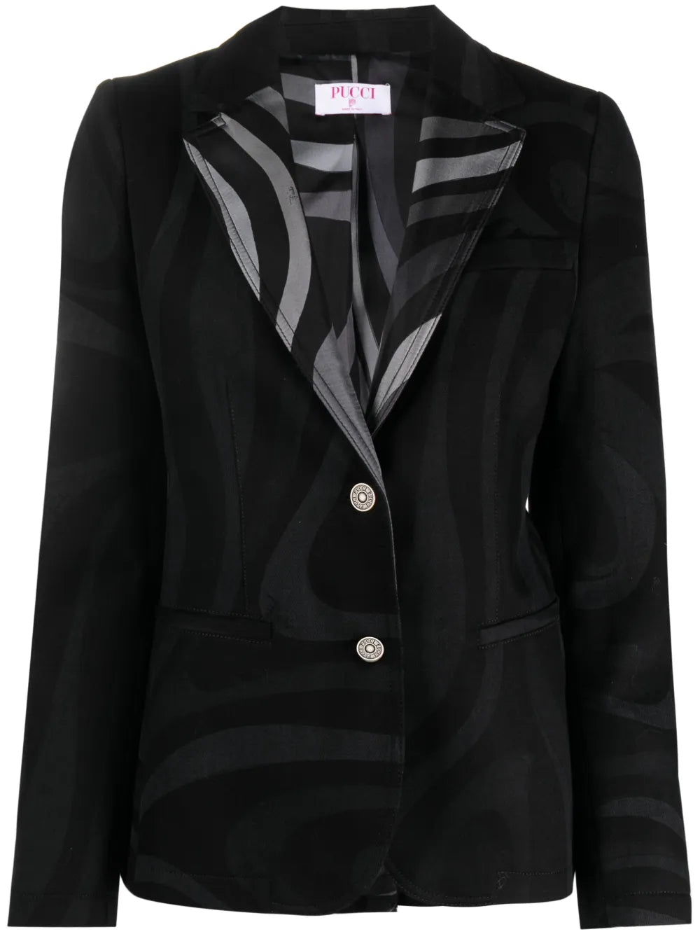 Marmo-Print Single-Breasted Blazer