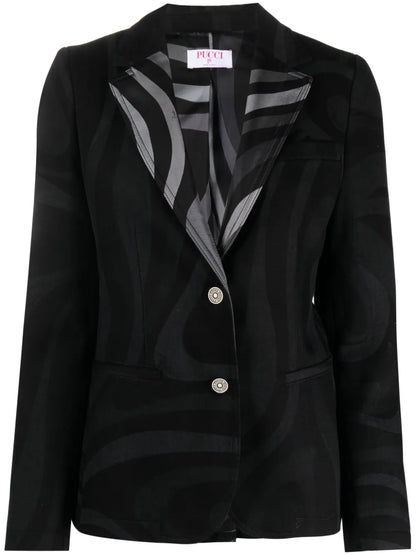 Marmo-Print Single-Breasted Blazer