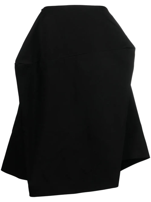 Asymmetric Wool Midi Skirt