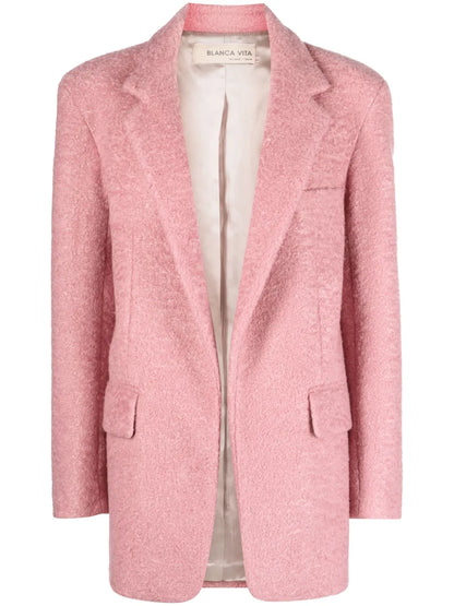 Notched-Lapels Textured-Finish Blazer