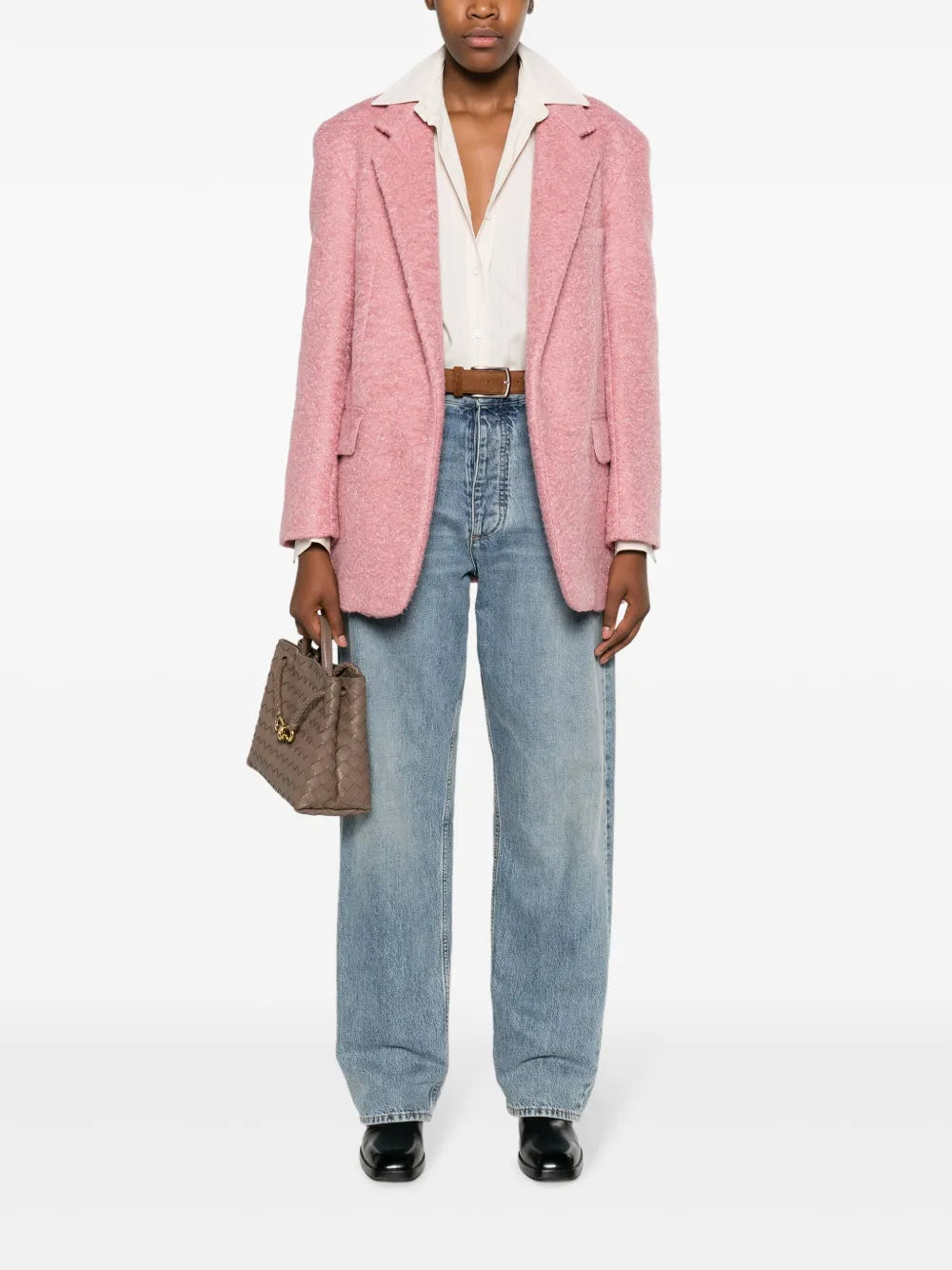 Notched-Lapels Textured-Finish Blazer