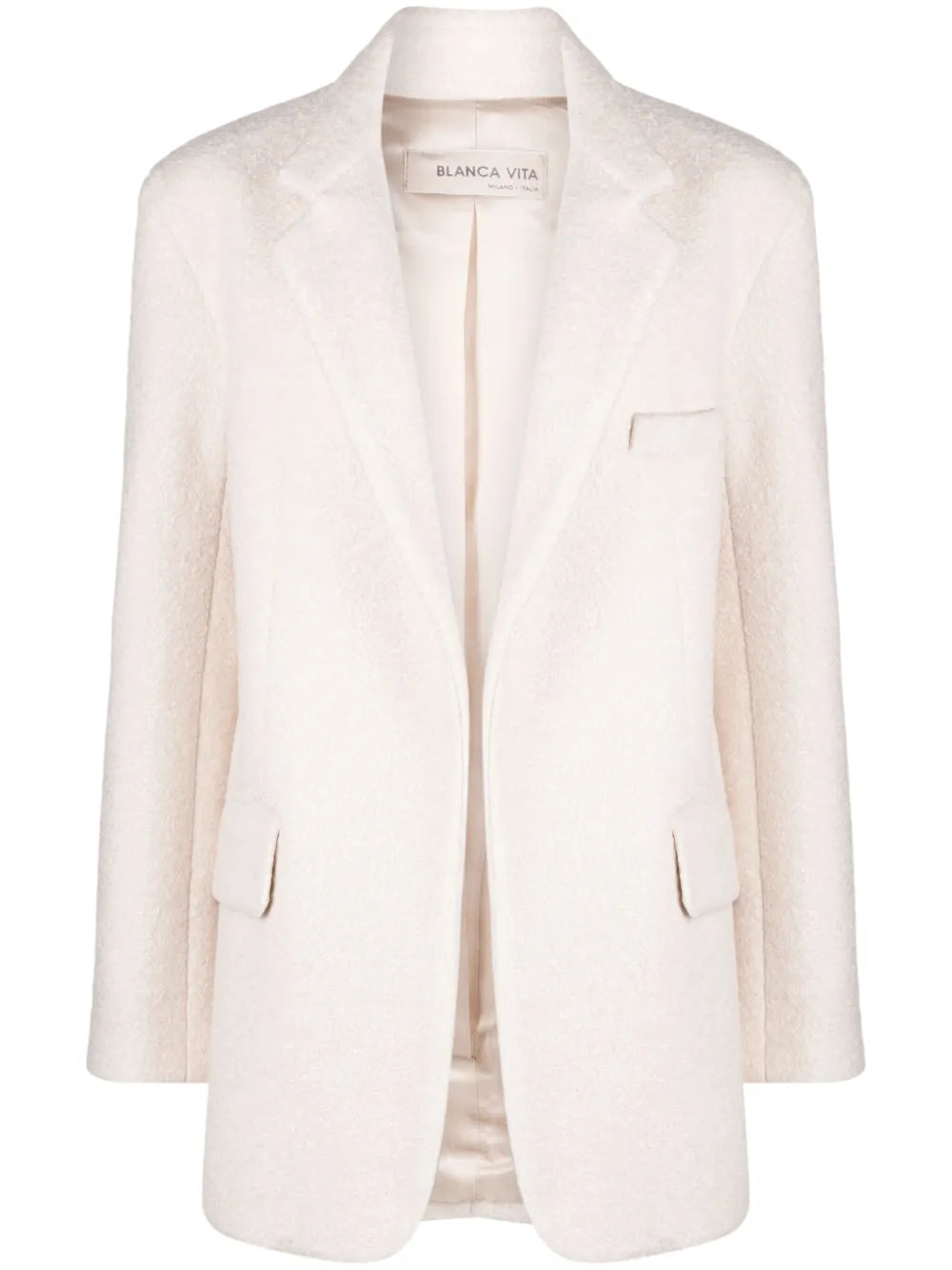 Notched-Lapels Textured-Finish Blazer