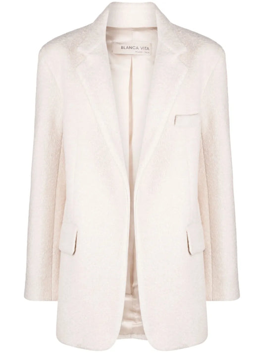 Notched-Lapels Textured-Finish Blazer