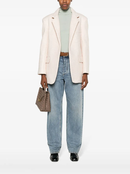 Notched-Lapels Textured-Finish Blazer