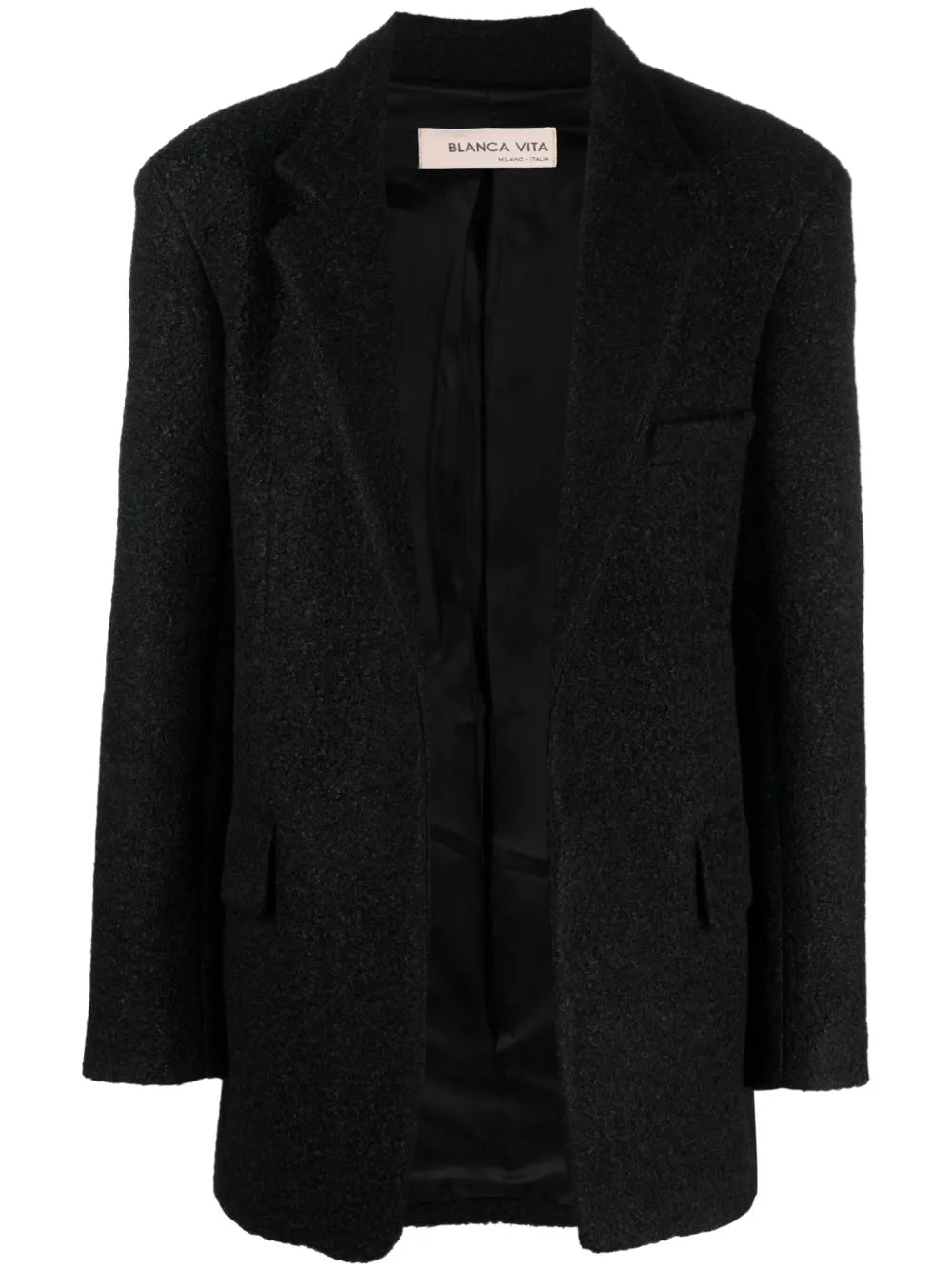 Notched-Lapels Textured-Finish Blazer