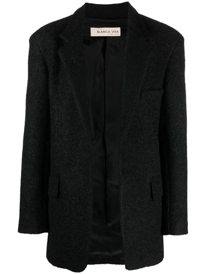 Notched-Lapels Textured-Finish Blazer