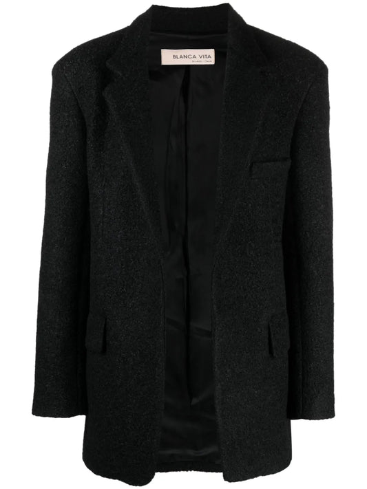 Notched-Lapels Textured-Finish Blazer