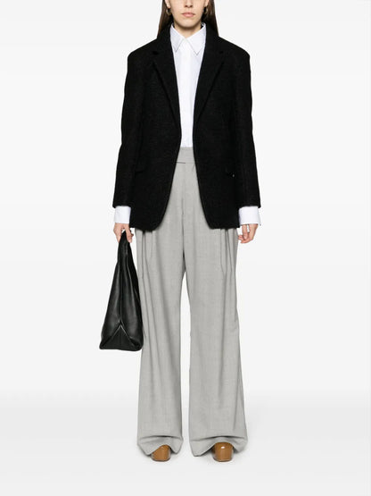 Notched-Lapels Textured-Finish Blazer
