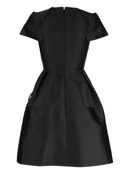 Crystal-Embellished Short-Sleeve Dress