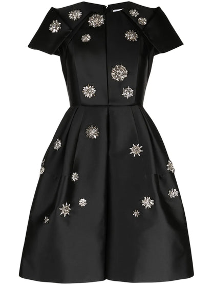 Crystal-Embellished Short-Sleeve Dress