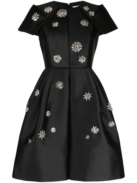 Crystal-Embellished Short-Sleeve Dress