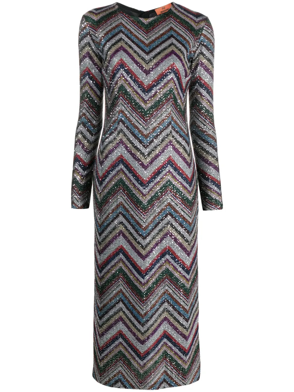 Zigzag Sequin-Embellished Midi Dress