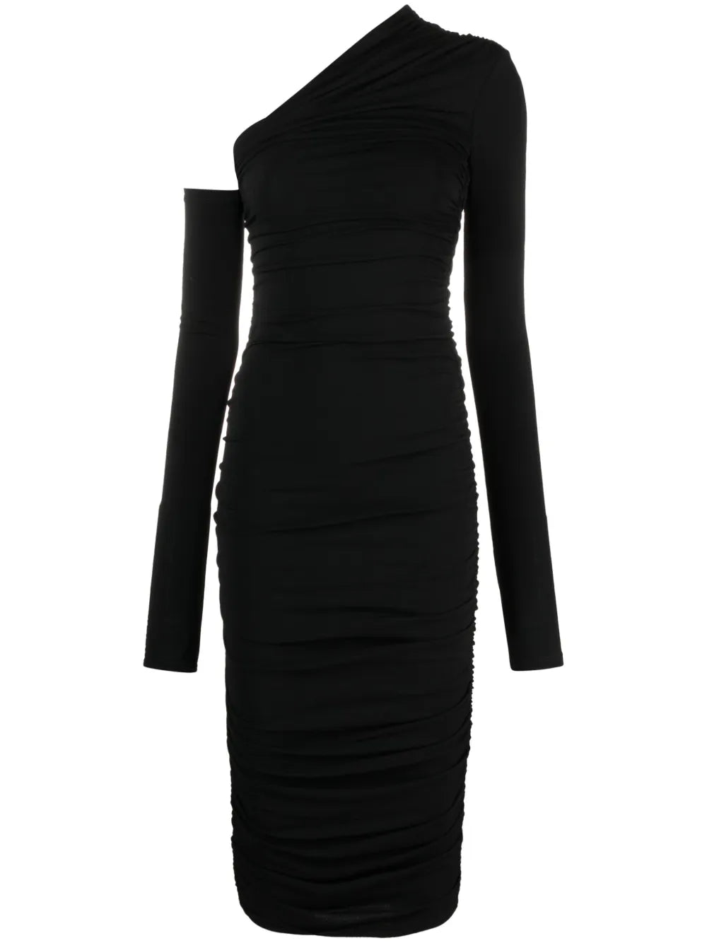 Asymmetric One-Shoulder Midi Dress