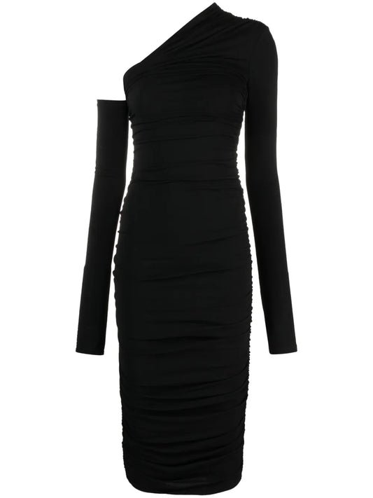Asymmetric One-Shoulder Midi Dress