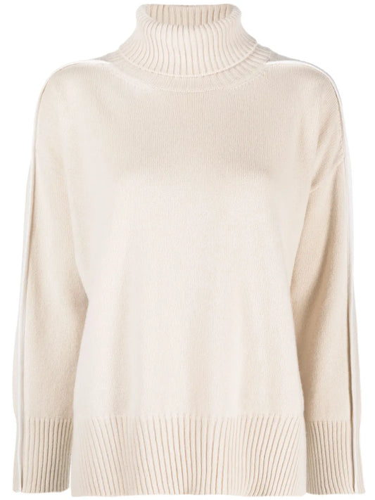 Piped-Trim Roll-Neck Jumper