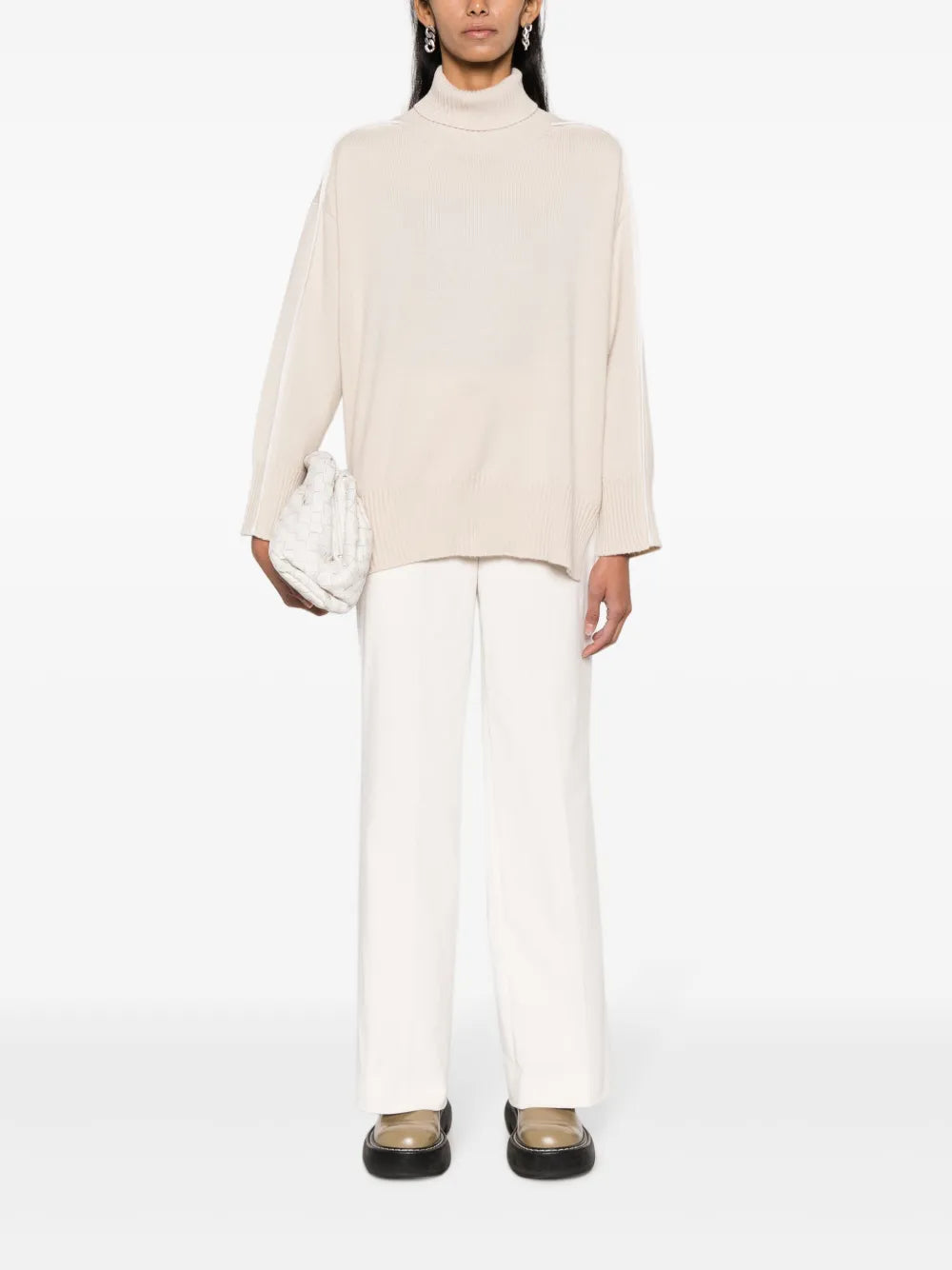 Piped-Trim Roll-Neck Jumper