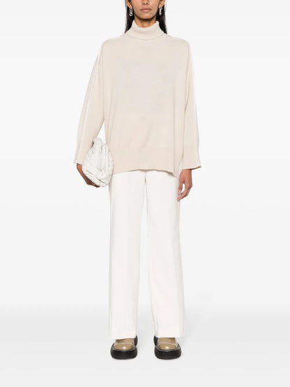 Piped-Trim Roll-Neck Jumper