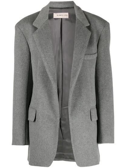 Notched-Lapels Mélange-Effect Blazer