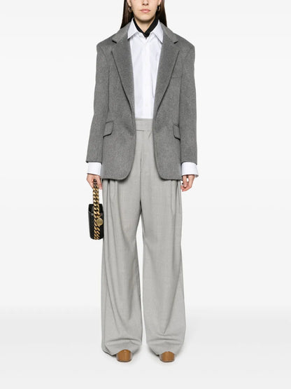 Notched-Lapels Mélange-Effect Blazer