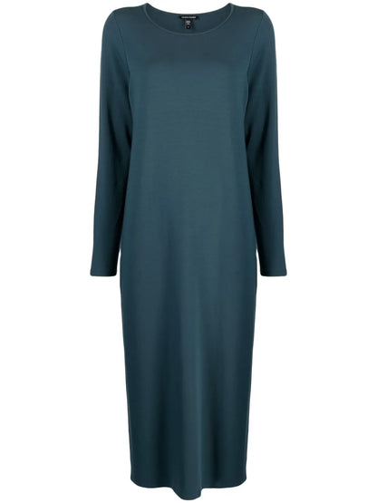 Crew-Neck Shift Midi Dress