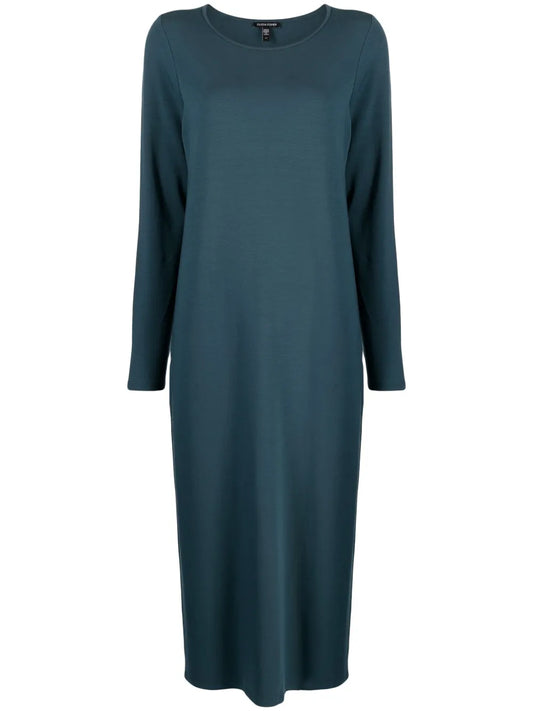 Crew-Neck Shift Midi Dress