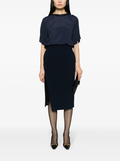 Crystal-Embellished Panelled Midi Dress