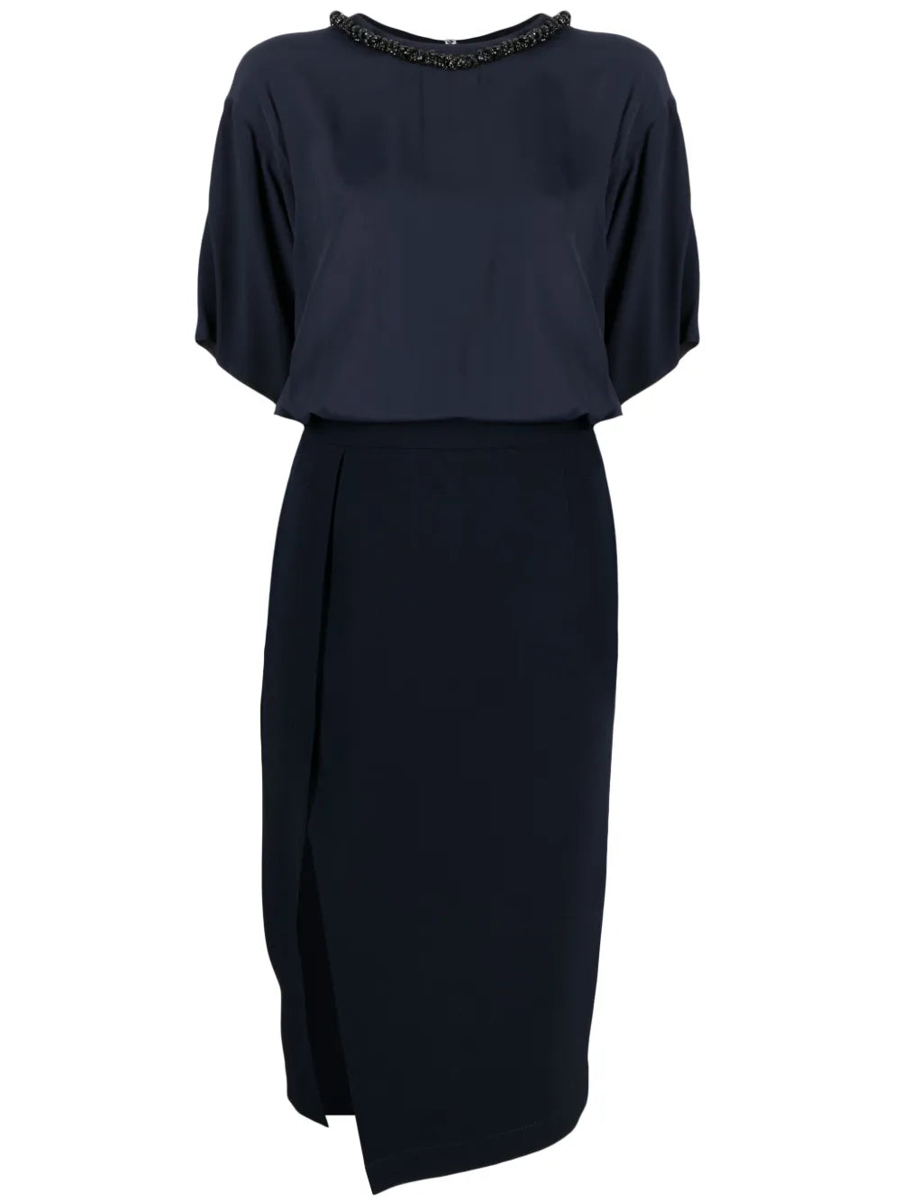Crystal-Embellished Panelled Midi Dress