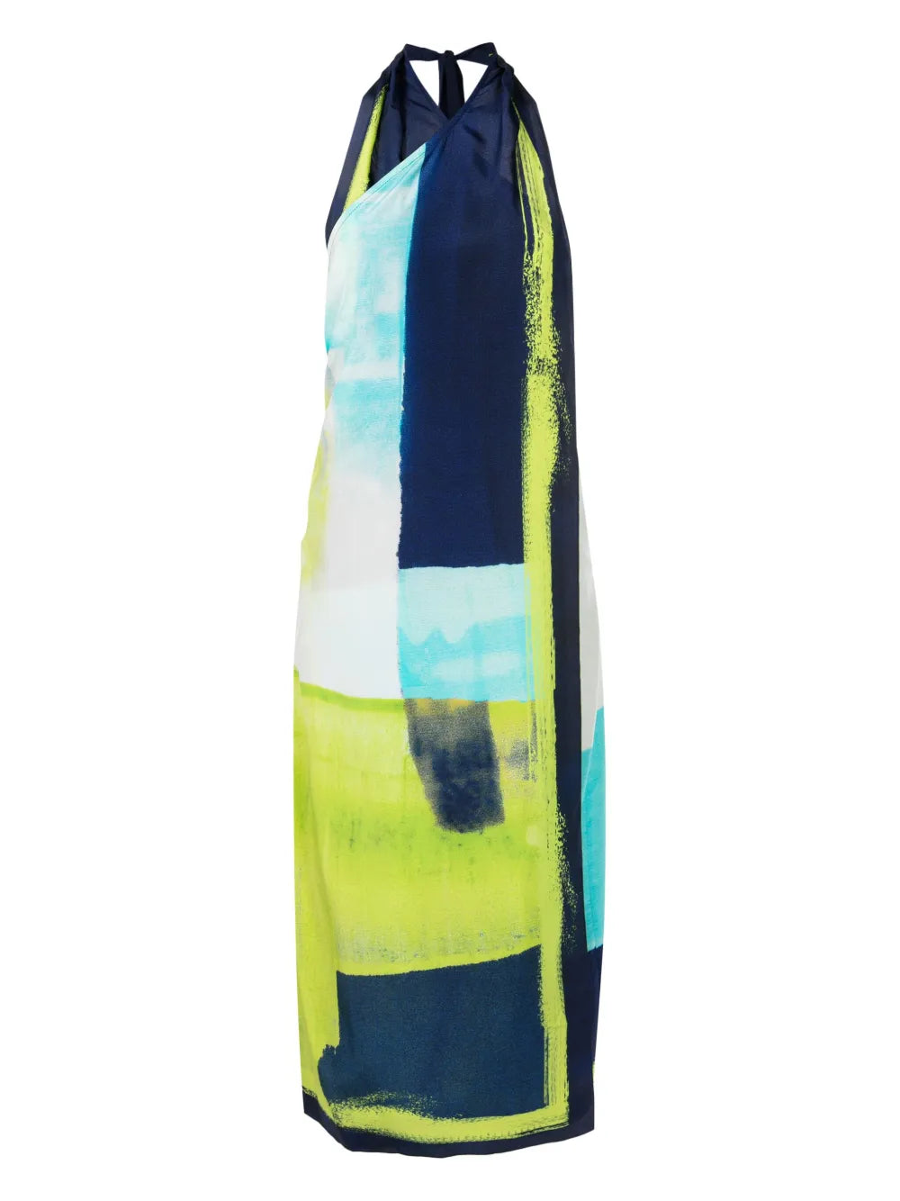 Abstract-Print Wraparound Midi Dress