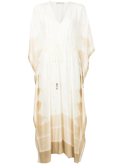 Ikat-Pattern Faded Kaftan Midi Dress