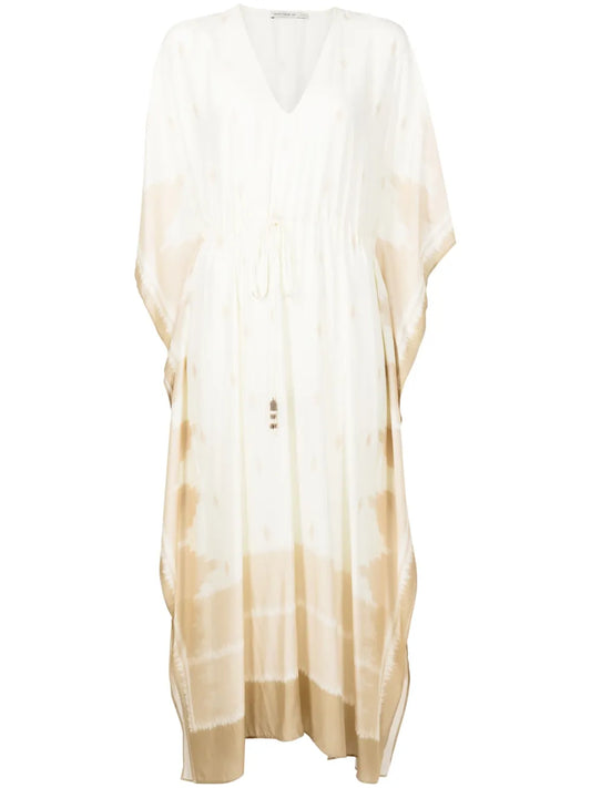 Ikat-Pattern Faded Kaftan Midi Dress