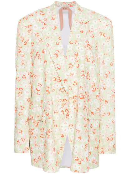 Floral-Print Crepe Blazer
