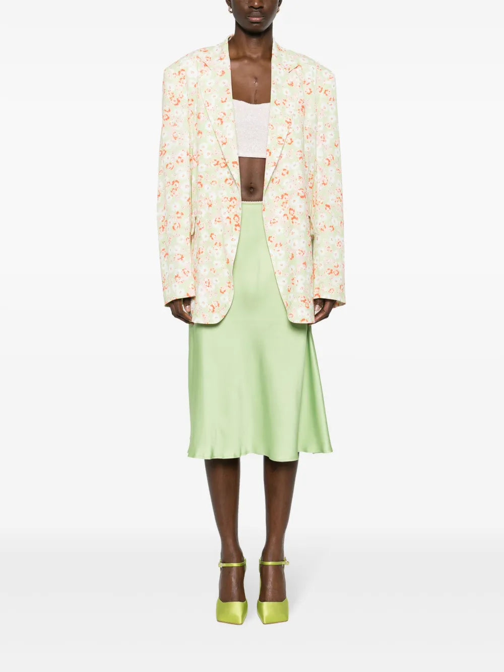 Floral-Print Crepe Blazer