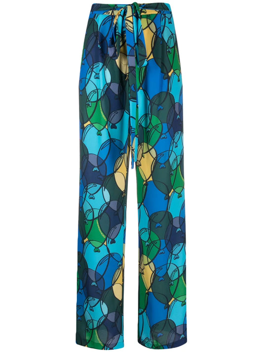 Balloon-Print Palazzo Pants