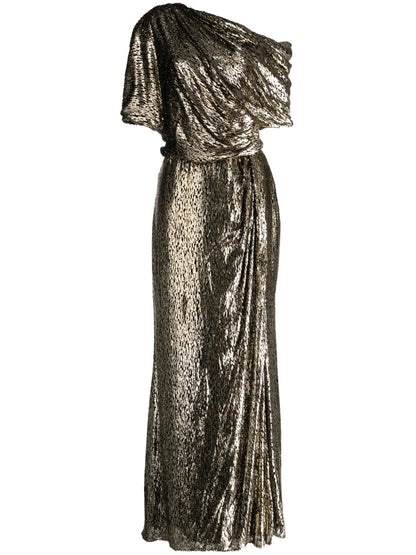 One-Shoulder Lamé-Effect Dress