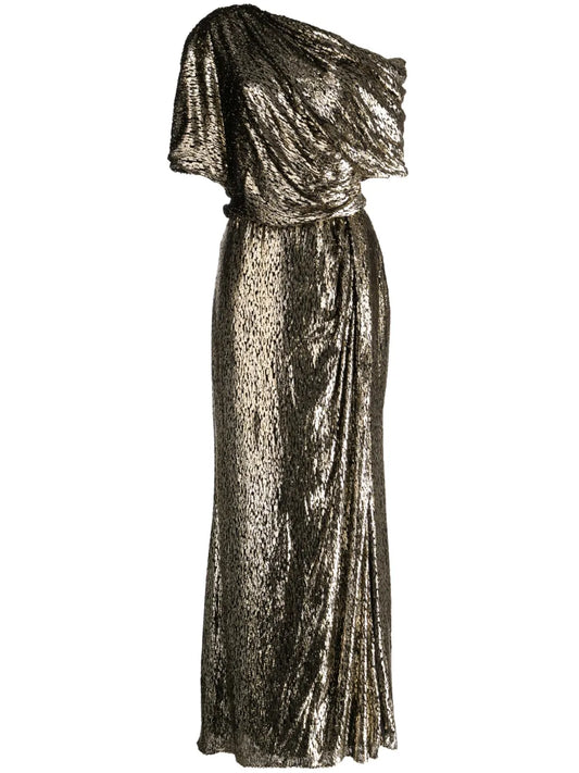 One-Shoulder Lamé-Effect Dress