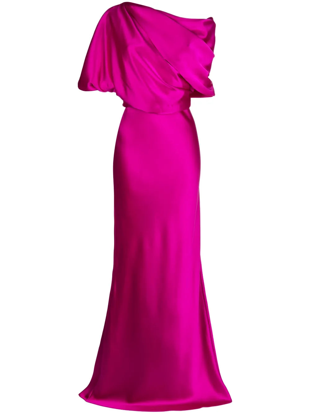 Off-Shoulder Satin Draped-Detail Gown