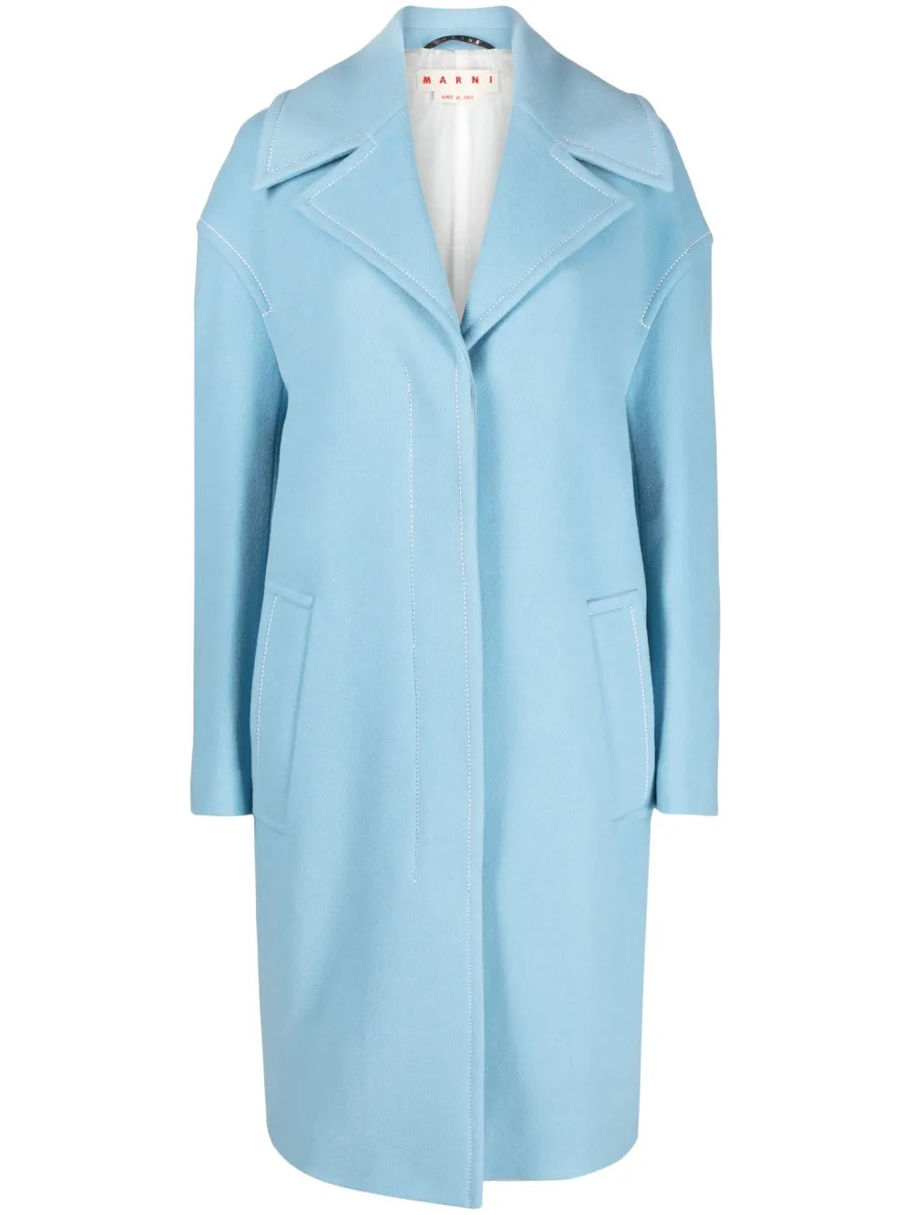 Contrast-Stitching Single-Breasted Coat
